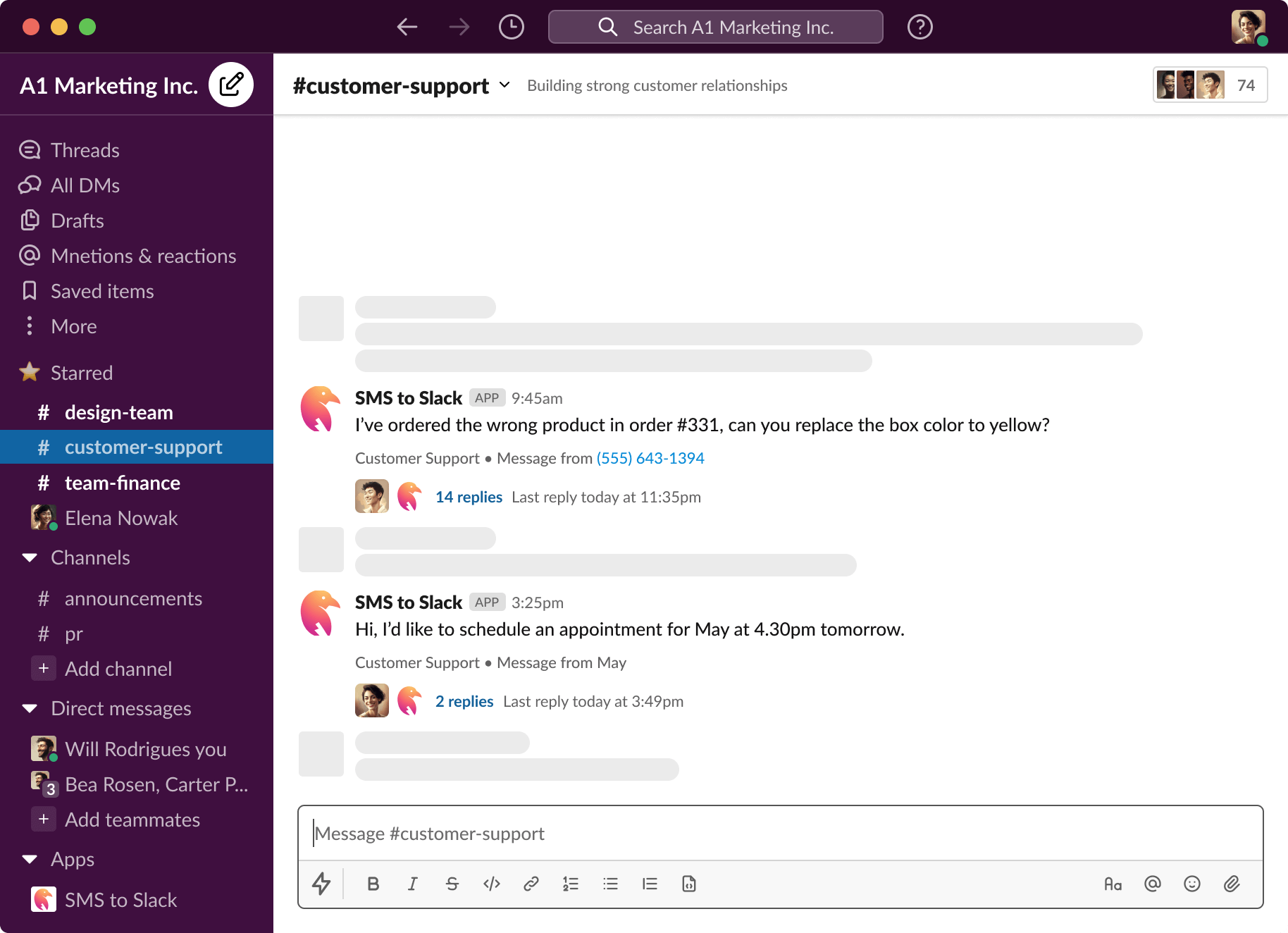 Answering a customer question is a Slack message away